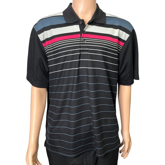 Tommy Armour Dri-Logic Men's XL Black Striped Short‎ Sleeve Golf Polo Shirt - Picture 1 of 8